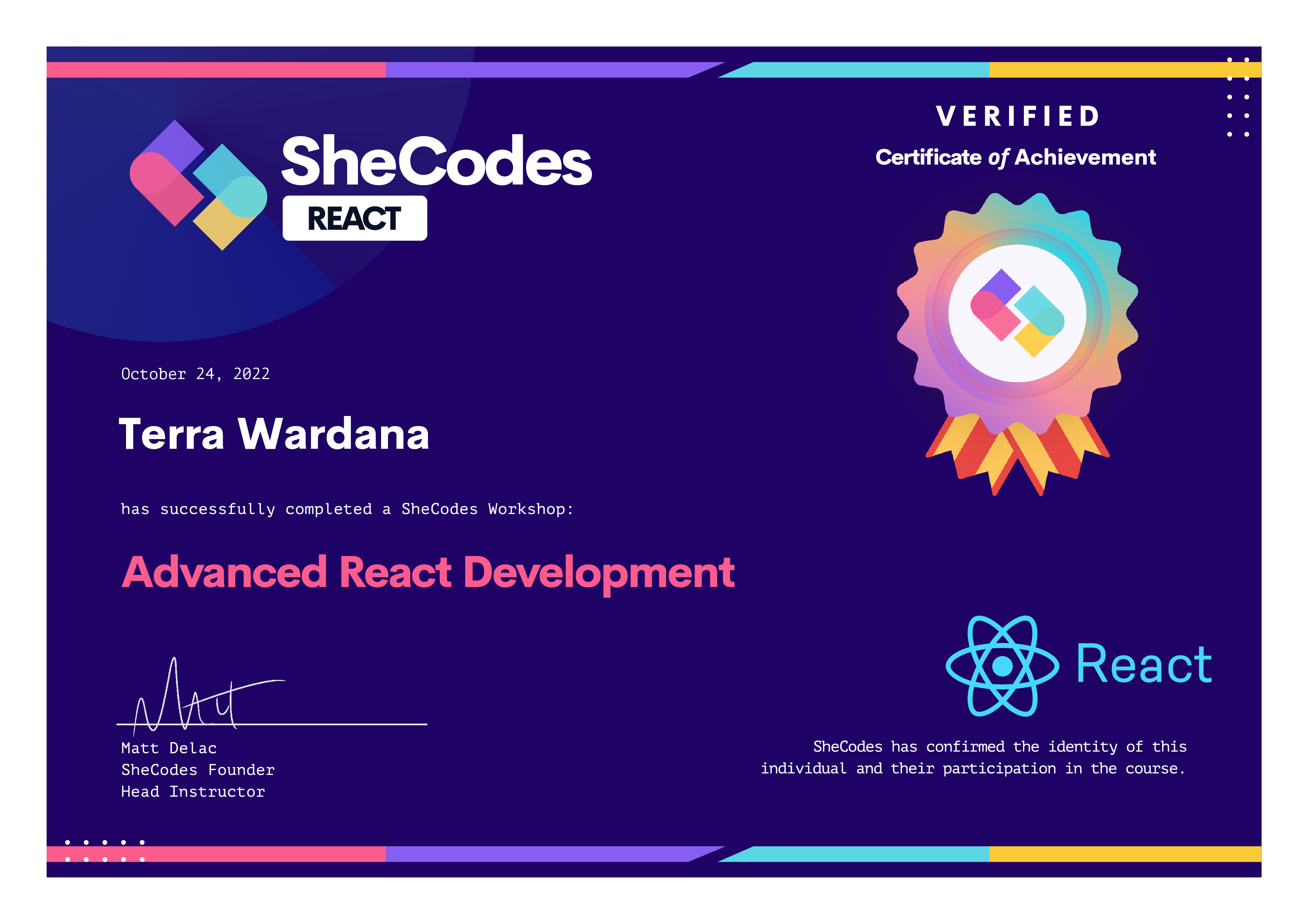 SheCodes React Certificate