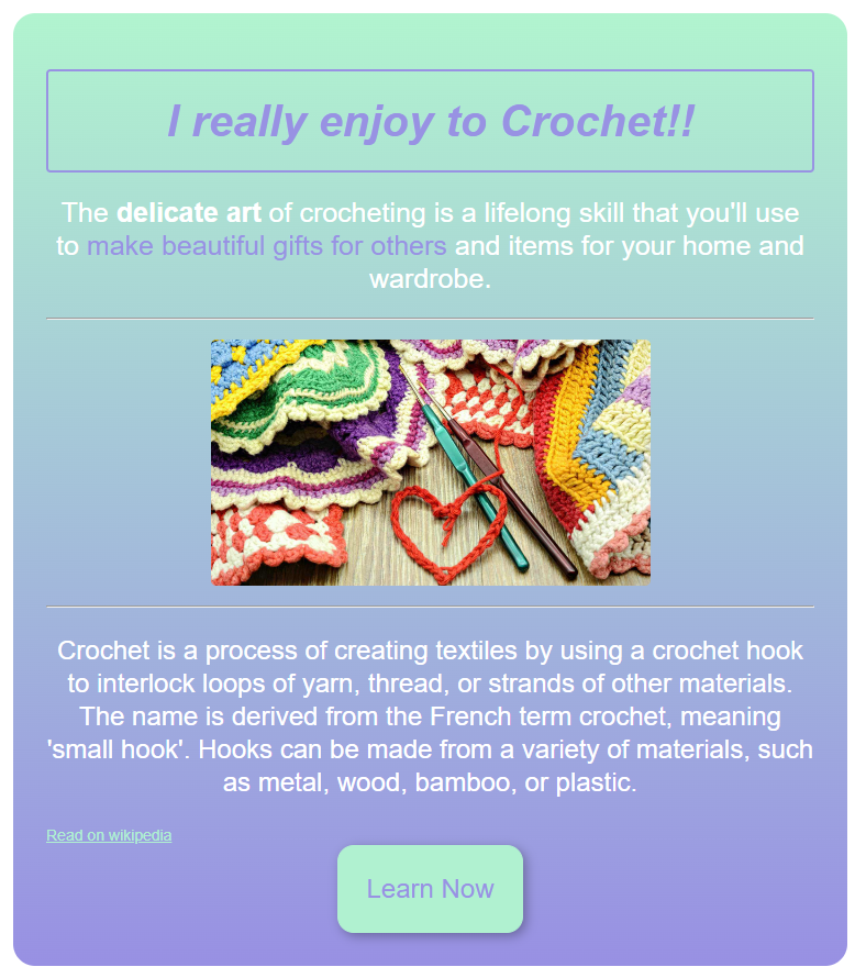 crochet landing page